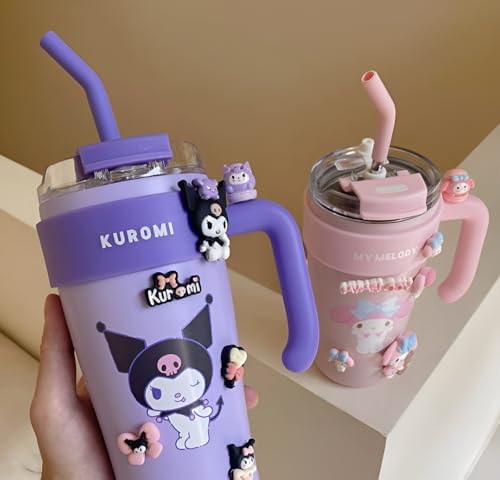 Image of MD'S Home Insulated 860ml Tumbler with Handle and Straw Lid 100% Leak-Proof Cupholder Friendly Travel Mug 29oz Stainless Steel Insulated Tumbler with lid and straw Gifts for Women Men Him Her (PURPLE)