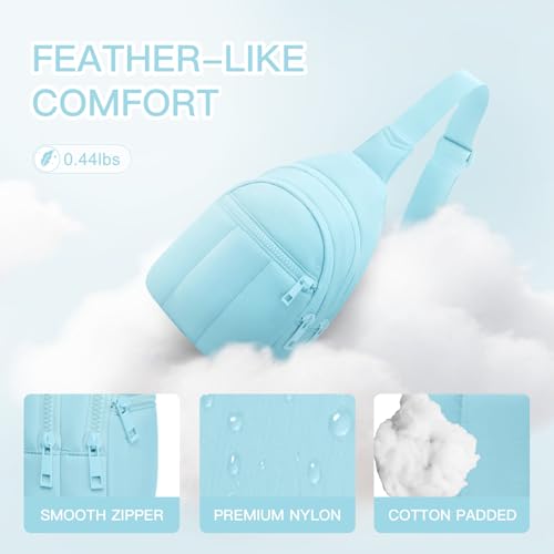 Image of Viverte Quilted Puffer Crossbody Bags for Girls Gifts for Teen Girls Sling Bag Lightweight Cross Body Bubble Purse Shoulder Bag for Travel (Icing Blue)
