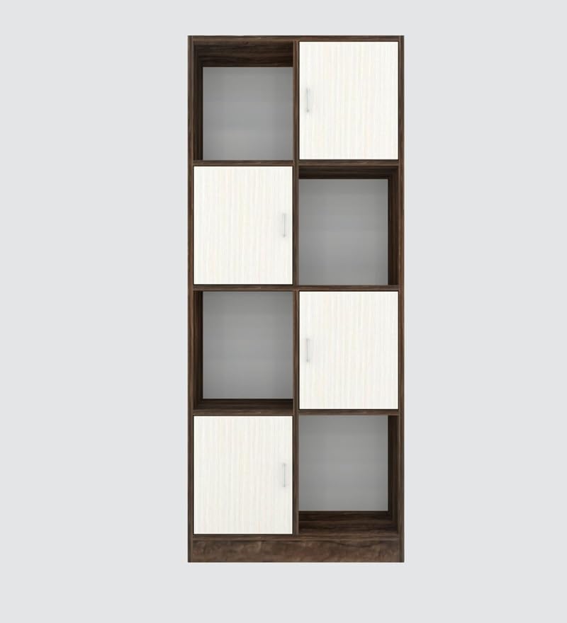 Image of SPECIALITY PANELS 8 Shelf Bookcase with Doors, Brown and Beige, 73x35x176 cm, Carpenter Assembly Provided