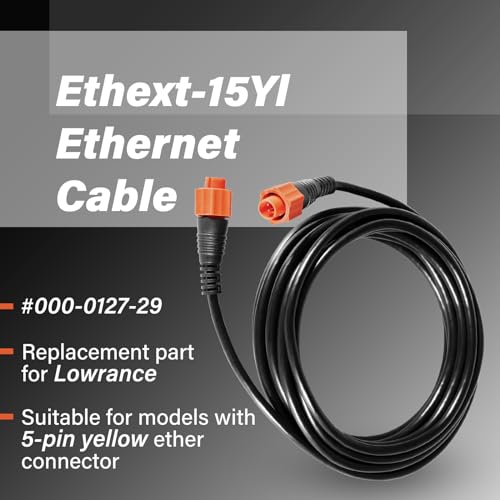 Cable Ethernet de reemplazo Lowrance Cat6 amarillo 15 pies miniatura 2