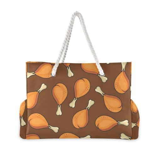 susiyo Fried Crispy Chicken Legs Beach Bags for Women Large Travel Tote Bag Waterproof Sandproof Lightweight Swim Pool Bag for Family Outdoor2