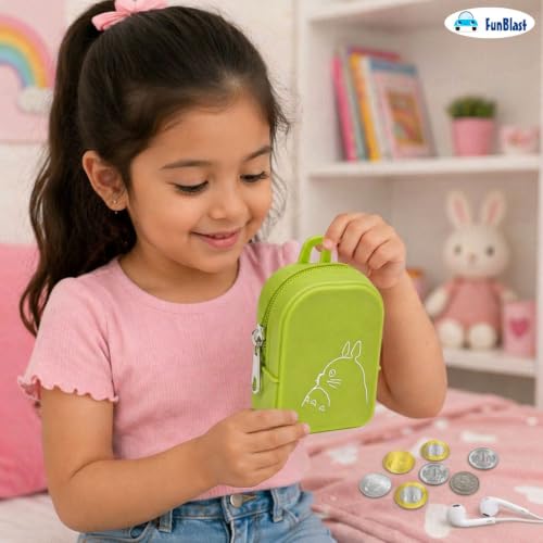Image of FunBlast Cute Cat Shape Silicone Coin Purse for Kids & Adults - Mini Pouch for Coins, Earphones, Keys & Small Essentials, Aesthetic Pouches for Girls & Women - 10 X 7 X 4 Cm (Cat-Green)