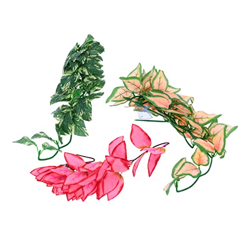 Abaodam 3Pcs Simulation Plant Rattan Hanging Vines Artificial Fake Plants for Reptile Terrarium for Lizards Geckos and Tree Frogs Flexible Decorative Vines