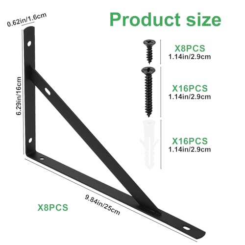 8-Piece Heavy Duty Wall Mounted Triangle Shelf Brackets - Image 2