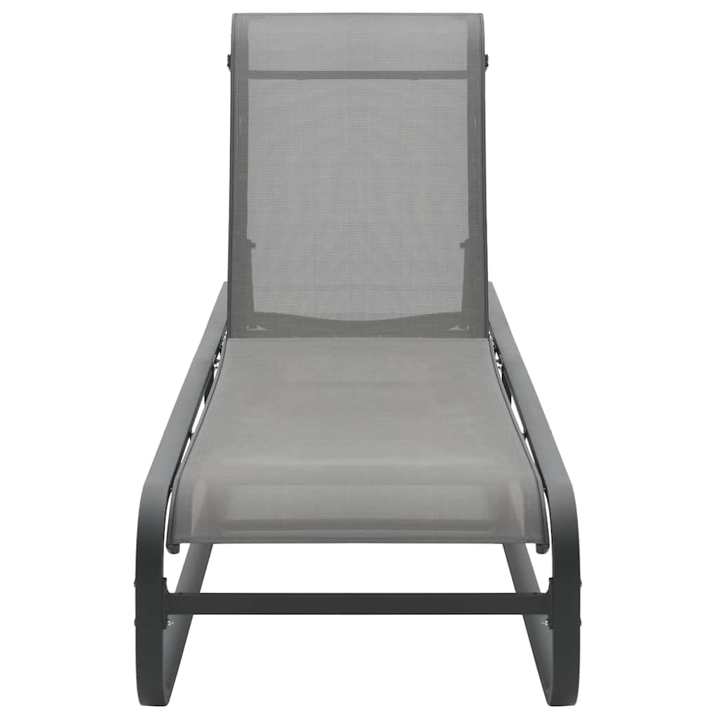 Leżak do opalania z aluminium, tekstylen, regulowany, do ogrodu, na balkon, taras, basen, plażę, składany leżak relaksacyjny z podłokietnikami, wodoodporny i łatwy w pielęgnacji, kolor szary