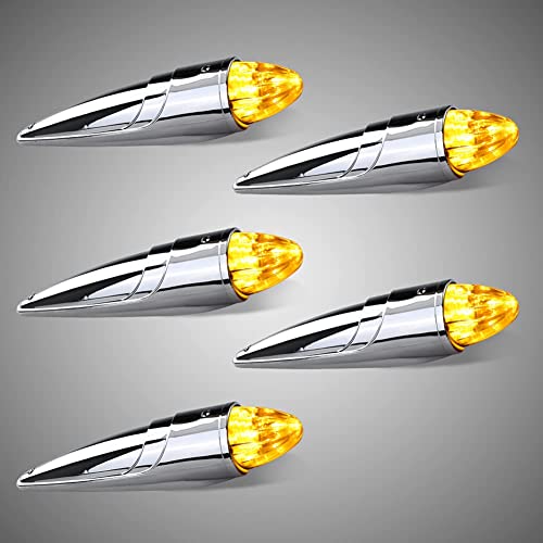 5Pcs Cab Marker Light 17 Led Amber Top Roof Running Lights/Waterproof Led Marker Lights Compatible With Heavy Duty Truck Kenworth Peterbilt Freightliner Mack, (Yellow Lens/Amber Lights) #TOP7