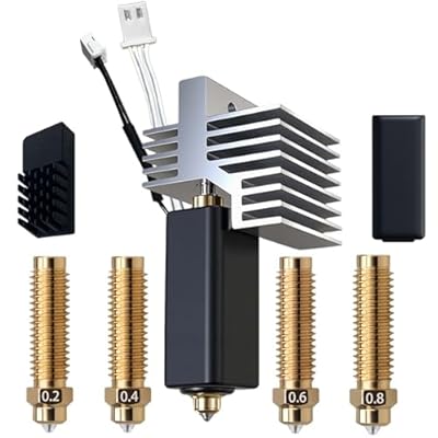 for Elegoo Centauri CarbonCentauri Carbon2 hotend,pre-Instlled 0.4mm Hardened Steel Brass Nozzle,Heat Sink Installed,with 0.2mm,0.4mm,0.6mm,0.8mm Nozzle,Silicone Sock and Nozzle Wiper CCCC2 Nozzle