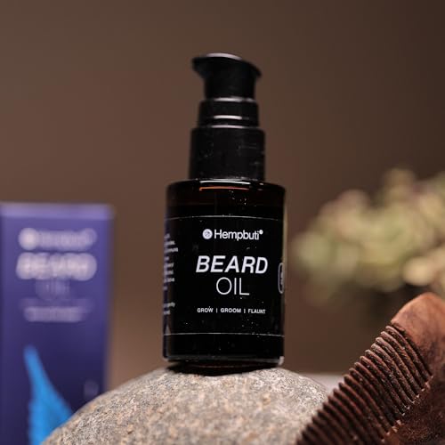 Image of Non-Sticky Beard Oil for Men, 30 ml | Daily Repair Hemp Beard Oil for Healthy, Thicker, Shiny, Nourished and Longer Beard | Promotes Growth to Uneven and Patchy Beard | With Argan and Hemp Oil