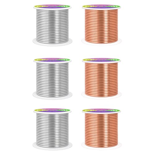 Image of Mandala Crafts 8 GA Copper Silver Tone Combo Anodized Aluminum Craft Wire | 120 FT, Colored, Flexible, Bendable for Bonsai Armature Sculpting Wire Wrapping Jewelry Making, Weather & Tarnish Resistant
