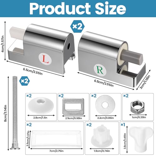 2 Set Universal Wc Sitz Halterung, Softclose Wc Sitz Befestigung Scharniere Ersatzteile, Soft Close Toilettensitz Befestigungsset Metallscharniere für Feste Toilettensitzteile Zu Installieren