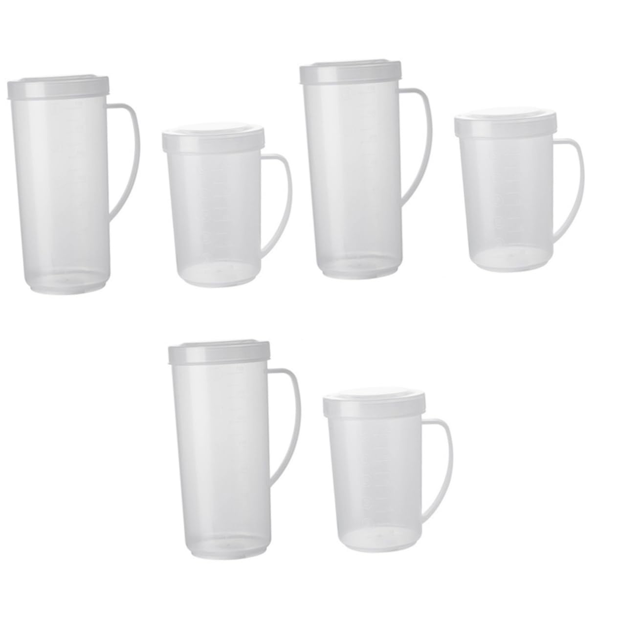 SOLUSTRE 6piezas Jarras Medidoras De Plástico Con Escala Para Calentar Leche y Café y Apto Para Microondas Utensilios De Cocina Prácticos