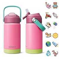 RAYMYLO Kids Water Bottle, Toddler Stainless Steel Insulated Hydro Small Flask with Straw & Silicone Boot, Boys/Girls Small Water Bottle for School, 100% Leakproof & BPA Free & Keep Cold for 24 Hours