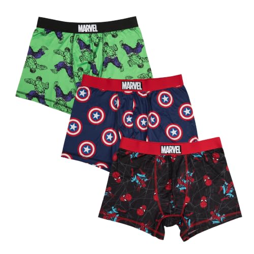 Marvel Spider-Man, The Hulk, Captain America 3-Pack Men's Boxer Briefs-XL