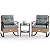 YITAHOME 3-Piece Outdoor Rocking Chair Bistro Set, Patio Wicker Rocking Chair Conversation Set with Glass Coffee Table & Soft Cushions for Balcony, Lawn and Porch Poolside (Light Brown+Gray)