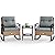 YITAHOME 3-Piece Outdoor Rocking Chair Bistro Set, Patio Wicker Rocking Chair Conversation Set with Glass Coffee Table & Soft Cushions for Balcony, Lawn and Porch Poolside (Light Brown+Gray)