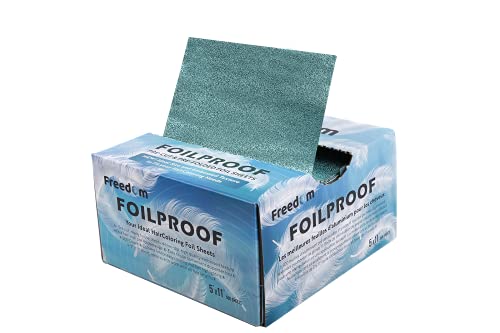 Freedom FoilProof Pre-Cut Hair Coloring Foil Sheets - Ready to Use, Non-Slip, Embossed Texture for Highlighting - Bleaching, Balayage, Lightening, Pop Up Hair Foil - Set of 500, 5x11" by Prana USA