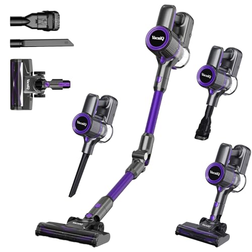 VacniQ Cordless Vacuum Cleaner, Stick Vacuum, Long Runtime, Powerful Suction for Home Pet Carpet Floor, Anti Hair Wrap, Rechargeable Battery (purple)
