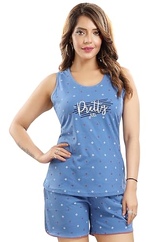 Image of ATTEMPT Women's Cotton Night Suits /Sleepwear /Sleeveless NightSuits /Nightdress /Female Nightwear