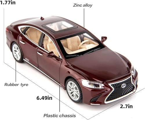 Image of 1 /32 Compatible for Lexus Ls500h Model Car, Zinc Alloy Pull Back Toy car with Sound and Light for Kids Boy Girl Gift (Brown)