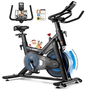Wenoker Exercise Bike for Home – 350LB Magnetic Resistance Indoor Cycling Bike, Silent Stationary Spin Bike with App Sync, Adjustable Seat, LCD Monitor, Smooth & Quiet for Cardio Workout