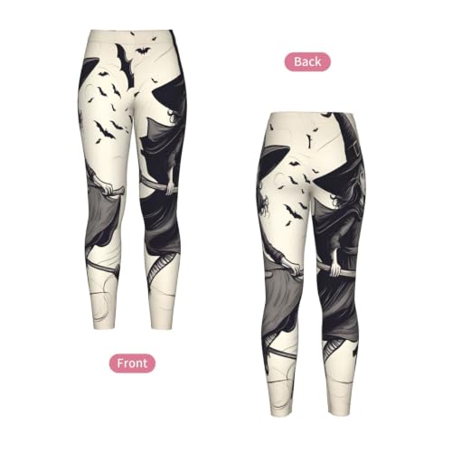 Leggings de bruja volando para mujer mallas elásticas opacas 5