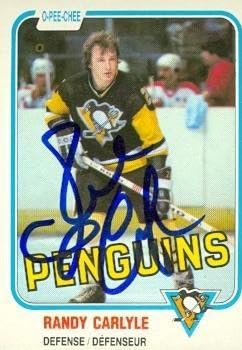 Randy Carlyle autographed Hockey Card (Pittsburgh Penguins) 1981 O-Pee-Chee #256 - Autographed Hockey Cards