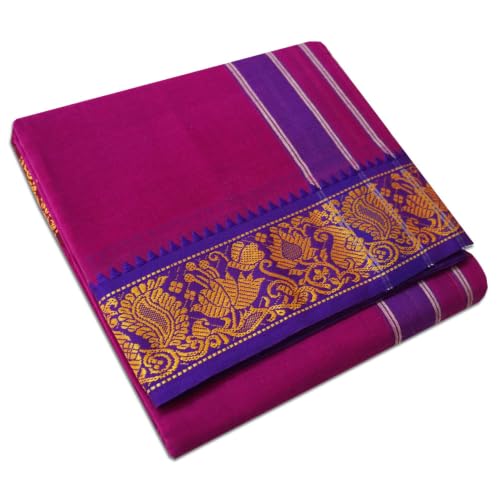 Image of vimayam pure cotton 3 inch border colour dhoti 9X5(Assorted Border design and colours)