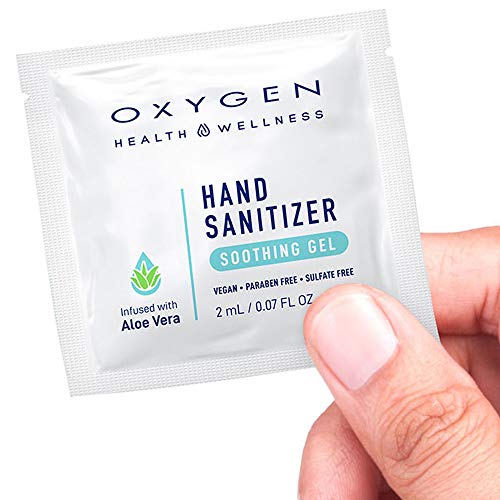 Hand Sanitizer Gel | Individual Use Packets | 50 Pack | Antibacterial Hand Sanitizer | Infused with Moisturizing Aloe Vera | MADE IN USA | Take Anywhere Travel Size Packets | Oxygen Brand