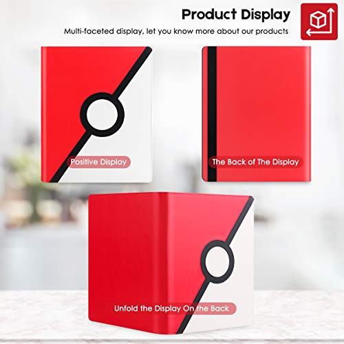 Blummy Card Holder Book Carrying Case Compatible with PM Trading Cards, Holder Album Binder Compatible with 22 Premium 18-Pocket Pages, 396 Cards (red and White)