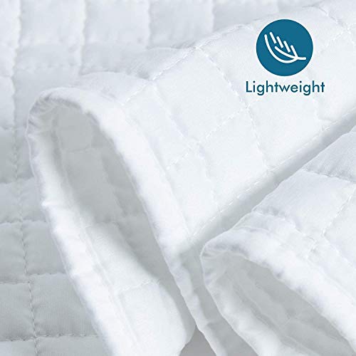 Western Home Quilt Set Full/Queen Size (90X96, White), Lightweight Reversible Bedspread With Squares Pattern Coverlet, Soft Microfiber Warm Bed Cover For All Season - 3 Pieces(1 Quilt,2 Shams) #TOP3