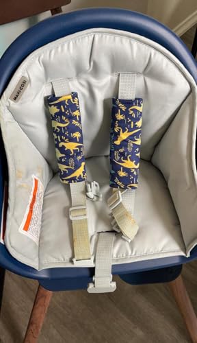 Image of Baby Car Seat Neck Cover, Car Seat Strap Cover, Seat Belt Cushions Pads, Shoulder Strap Protectors, Reversible Pram Harness Covers in Minky Dinosaur, Baby Neck Pad Protector