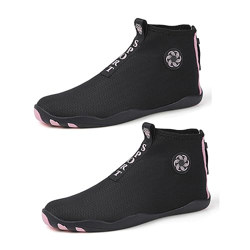 KtEli Men's Hiking Shoes, Arch Support Walking Shoes，Trail High Top Running Shoes, Trekking Climbing Wading Shoes, Slip-on Orthopedic Slip Resistant Shoes (Color : Black Pink, Size : 40)