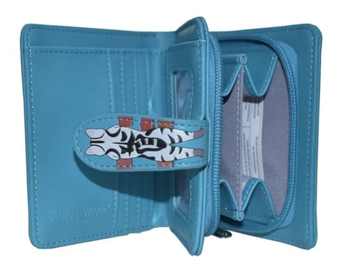 Shag Wear Cats in a Row on a Wall Small Wallet for Women and Teen Girls Vegan Faux Leather Teal 4.5"2