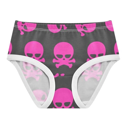 Cute Pink Skulls Crossbones Black Cute Panties Girl Girls Underwear Toddler Cotton Florals Briefs Undies Kids 2t