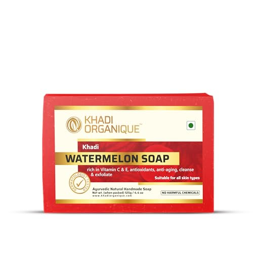 Image of Khadi Organique Natural Herbal Handmade Watermelon Soap Pack of 3 (125 gram each)