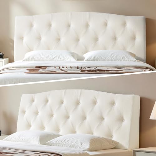 Vamcheer Queen Upholstered Headboard Cream, No Assembly