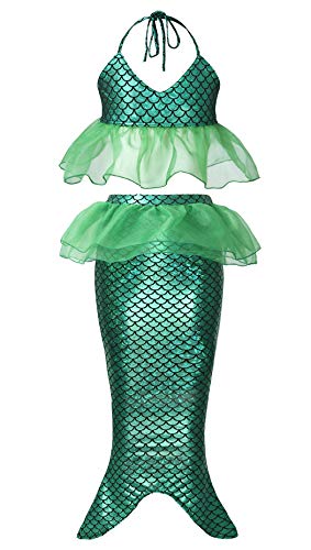 Jurebecia fato de banho de sereia verde feminino Separate Mermaid Cute 3 Piece Mesh Swimsuit Mermaid