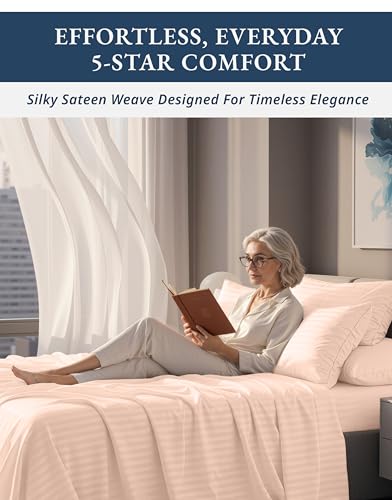 Image of LANE LINEN Brown Sheets King 100% Egyptian Cotton Sateen - Veiled Rose | King Top Sheets Only - 4-Piece Set, For A Luxurious Night's Sleep, For Guests And Everyday Use, Guest-Ready Comfort