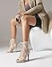 Imagen de Mujer Gladiador Sandalias Respirable Baile Heels Strappy Peep Toe Cordones Zipper Burju Baile Heels Class Zapatos Stiletto Patent Apricot Size 41