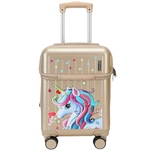 Mala Viagem Infantil Bordo Escolar Passeio Rígida Expansível Decorada (Dourado)