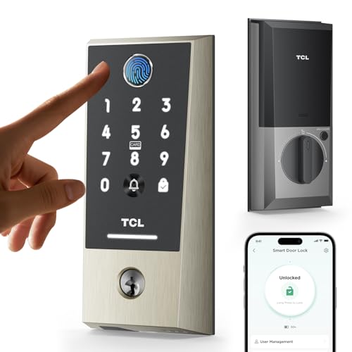 TCL Smart Lock D2 Plus, Keyless Entry Fingerprint Door Lock, Touchscreen Keypad Deadbolt Lock, Built-in Doorbell, Auto Lock, App Control, Alexa, Google Home Compatible, Easy Install for Front Door - image 1