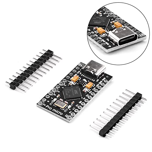 diymore Pro Micro Atmega32U4 Placa de Desarrollo del Microcontrolador 5V 16MHz con Cabezal de Pines (Tipo C)