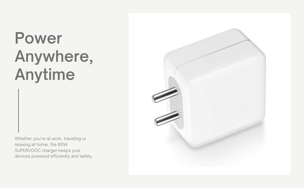 Image of Original 85W Supervooc Super Fast Charger for One Plus True 80W Pd Charging Adapter Compatible for Realme, Redmi, Xiaomi, Poco, iQOO, Samsung & More | Supports Dart, Dash, Warp, Vooc (DEC41)