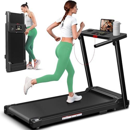 Image of Foldable Treadmills for Home, 3.0HP Walking pad Treadmill with Handle Bar, Portable Electric Treadmill with Handles, 12 Preset Programs, LED Display and 300 lbs Capacity