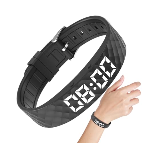 Arrovarp Pulsera de alarma para personas que duermen pesadamente, reloj silencioso portátil, alarma de muñeca ajustable por vibración, para mujeres, hombres, niños, personas mayores, viajes, adultos y