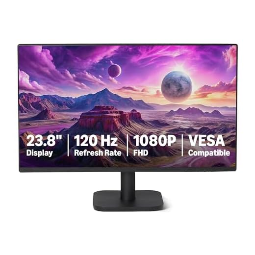 Amazon Basics 23.8-inch 1080P Computer Monitor, 120 Hz, HDMI, DP, VGA, VESA Compatible for Office, Home