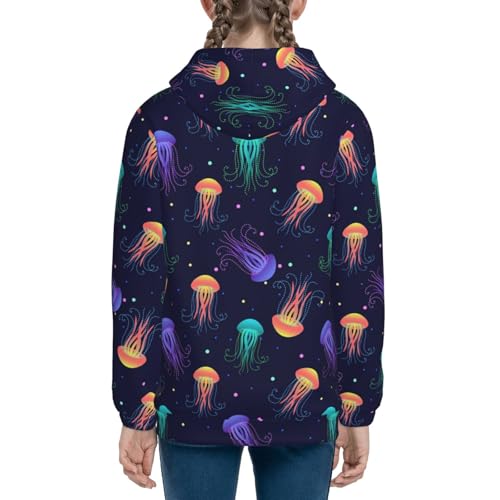 Sea Jellyfish Kids Pullover Hoodies Boys Zip Up Sweatshirts Girls Athletic Clothes with Pocket 5