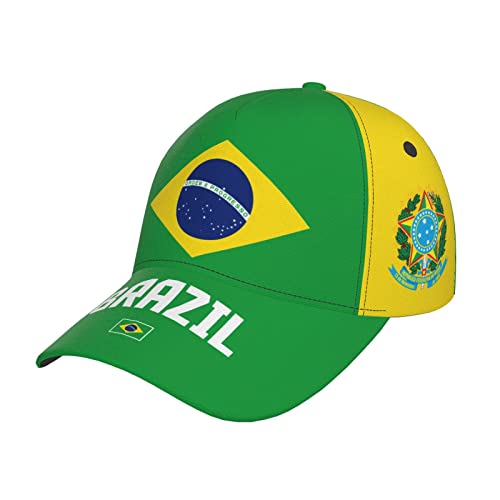 DABOYOZHZH Casquette de Baseball brésilienne Cool Drapeau du Brésil 3D Full Print Adulte Unisexe Réglable Chapeau Soccer Patriotique Casquettes, Drapeau, 7-7 1/4