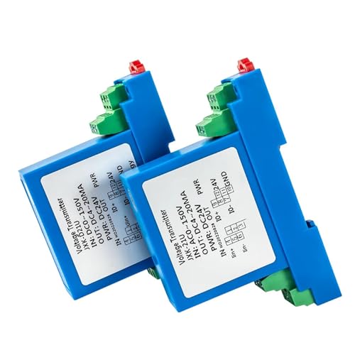 Voltage Sensor 35mm DIN Rail AC/DC Voltage Transducer 1000V 4-20mA to 0-10V to 1-5V Voltage Sensor DC 24V AC Voltage Transmitter(4-20mA Output,AC 0-200V_DC 24V)