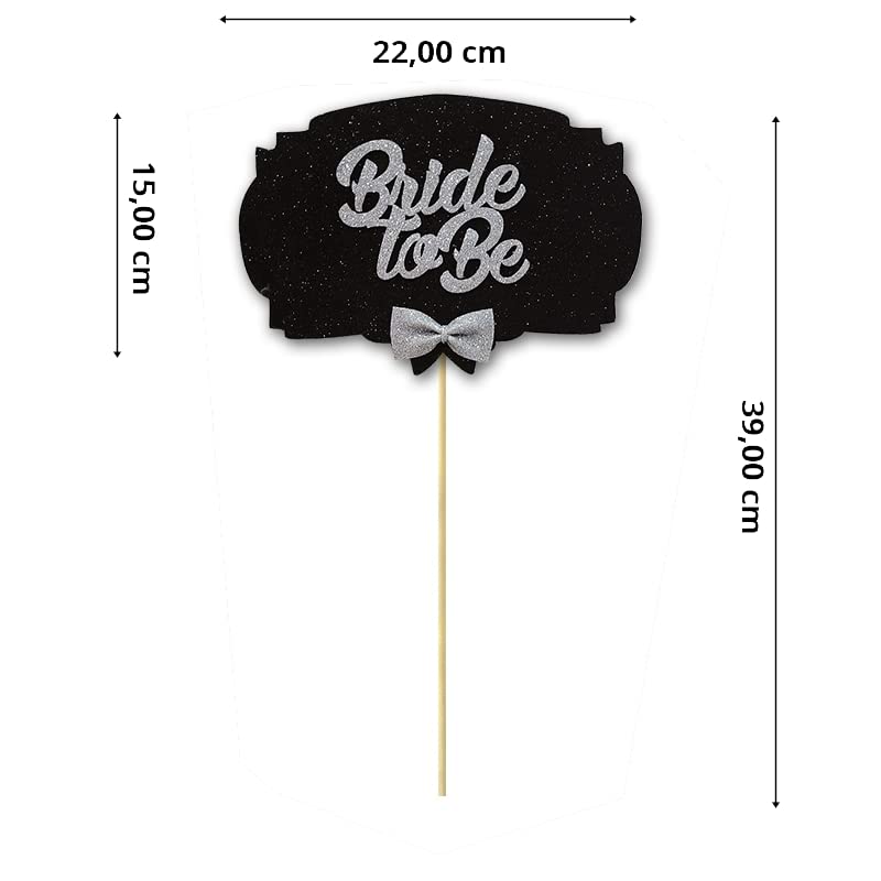 SüSLe Bebek ve Parti Bride To Be Konuşma Balonu Çubuğu - Siyah & Gümüş